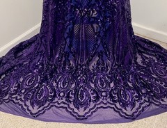 Purple 4way stretch sequin Lace fabric 50” Width Sold By The Yard