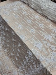White 3d Lace Fabric Sold By The Yard Embroidery 3d Floral Beaded On Mesh