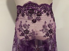 Purple Beaded Sequins Embroidery Bridal Lace Fabric 50” Width 1 Yard