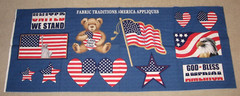 Vtg Fabric Traditions America Appliques Stars & Stripes State of Liberty Eagles