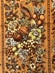 Waverly Decor Fabric Bonded “Somerset Hall” 48×71 Golds Browns Floral Bird