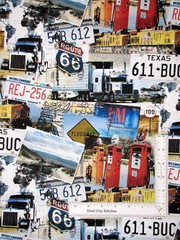 Route 66 Collage Road DIGITAL Fabric Cotton Timeless Treasures CD1467 By Yard