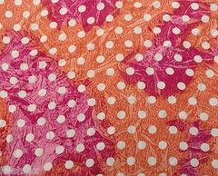 Orange & Pink Polka Dot Print Fabric By the Yard Rayon Acetate