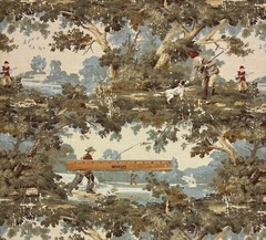 COVINGTON AVONDALE 107 VINTAGE HUNTING FISHING TOILE LINEN FABRIC BY YARD 54″W