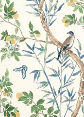 Thibaut Curtain Fabric ‘CLAIRE’ 2.2 METRES YELLOW/NAVY – 100% Linen