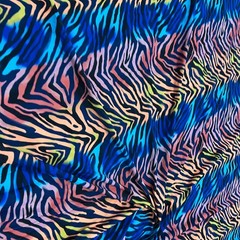 Animal Print Zebra Neon Blue 4-Way Stretch Fabric Swimsuit Spandex By The Yard