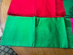 2 Pcs Korean Trad: Double-Sided Silk? Fabric 76″x58 each, Red/Green/Fuchsia New