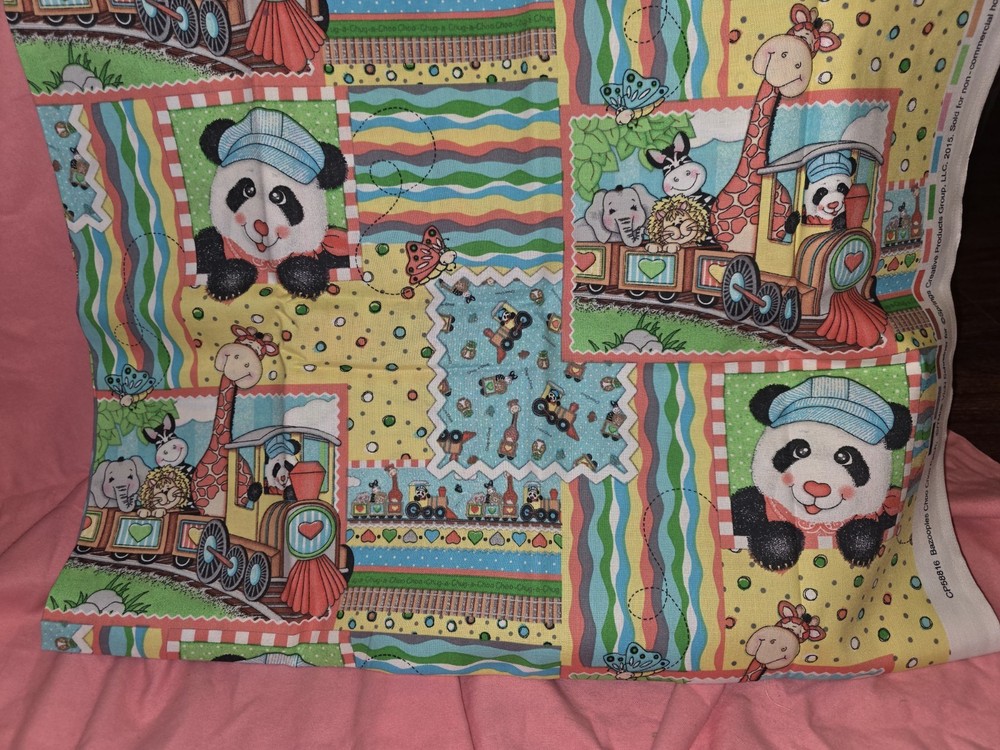 2 Yard Cotton Nursery Fabric Baby Animals Train Panda Giraffe Quilt Sewing Craft