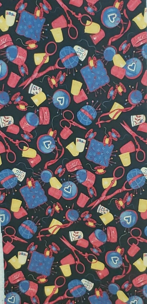 47″ x 6″ Sewing Notions Scissors bobbins NTT Fabric Traditions 1993 Face Masks