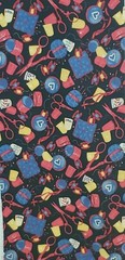 47″ x 6″ Sewing Notions Scissors bobbins NTT Fabric Traditions 1993 Face Masks