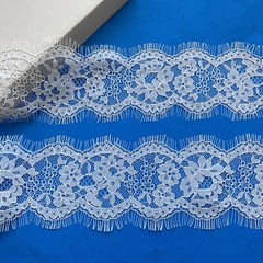 3 Yards Bright White Eyelash French Lace Trim for Sewing/Crafts/Bridal/3.5″ Wide