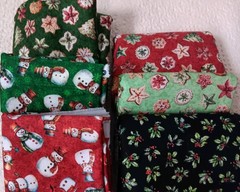 FQ BUNDLE Set/6 Fabric CHRISTMAS COOKIES DANCING SNOWMEN HOLLY JOLLY Cotton NEW