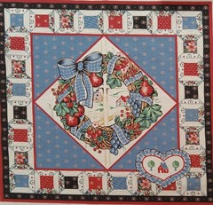 Vtg~Wamsutta~”Homestead, Fruit, Spools of Thread”~Cotton Fabric~ 17.25″x16.75″