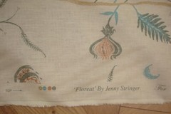 5.55 Yds Lewis Wood Fabric Floreat Sienna 100% Linen Upholstery Pillows 200″