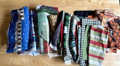 Lot of 8 pounds of Christmas and Halloween cotton fabrics-crafts-sewing-gifts