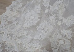 Vintage Cotton Embroidery Mesh Lace Fabric Tulle Lace Wedding Dresses Couture