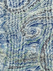 VTG P Kaufmann PAISLEY Moire Stripe Blue Green Brown Cotton Fabric 55”x6 YDS USA