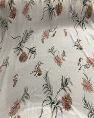 100% Silk 14 Momme 100% Mulberry Silk Crepe Fabric White Floral 53″ wide JJ285