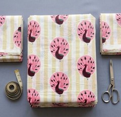 Home Sewing Fabric Cotton By Yard Indian Peacock Print Handmade Craft Material