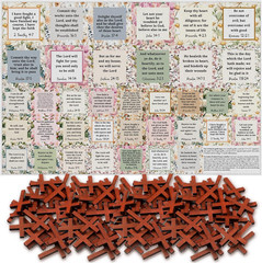 38 Sets Pocket Prayer Quilt Kits with Wooden Crosses, Mini Prayer Cloth Squares
