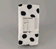 Ikea Sandlusern Pre-cut Fabric White Black Spots Polkadot 59×118″ Cotton New