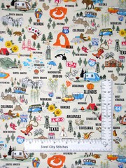 United States Names Motifs Fabric Texas Kansas Cream Cotton Traditions By Yard