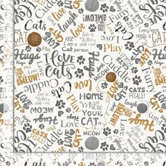 Cat Ball Yarn Text Words Fabric Meow Cotton Timeless Treasures CD2063 By Yard