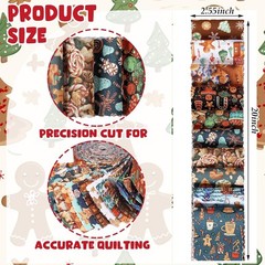 40 Pcs Christmas Gingerbread Man Quilting Fabric Roll 2.56 Inch Precut Fabric.