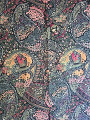 Vintage Black Paisley pinwale corduroy 2.5 Yds cotton fabric 58″ Wide