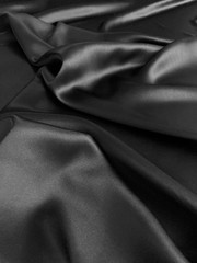 SPECIAL PRICE Coal Black Silk Charmeuse | Remnant 69″ (1.9 yards) / 55″ Wide