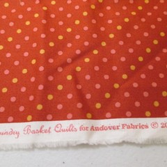Cotton Fabric Polka Dots On Red Laundry Basket Andover 13″ x 44″