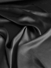 SPECIAL PRICE Coal Black Silk Charmeuse | Remnant 69″ (1.9 yards) / 55″ Wide