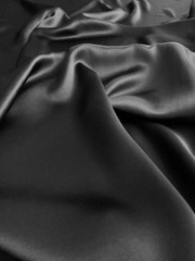 SPECIAL PRICE Coal Black Silk Charmeuse | Remnant 69″ (1.9 yards) / 55″ Wide