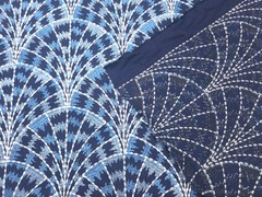 Covington COUGAR CABANA BLUE Indigo Navy Embroidered Art Deco Drapery Uph Fabric