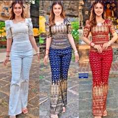 Special skinny fabric Thai pattern, fits the figure like no other.slip-on style,
