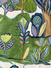 Thibaut F945009 Albero Green and Blue Cotton Chintz Fabric 5 Yards