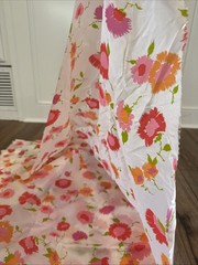 Vintage Sample Fabric 100% Estron Acetate Floral Pink Orange 45”x108”