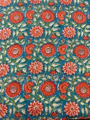 5 Yard Hand Block Print Handmade Cotton Indian Natural Multi Floral Print Fabric