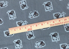 VTG Luggage Hat Box Umbrella Travel Theme Blue Cotton Fabric BTHY #62