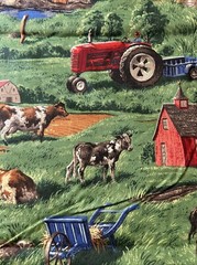 Farm Animals Red Tractors Cranston VIP Cotton Fabric 1/2 Yard 18 By 44” New