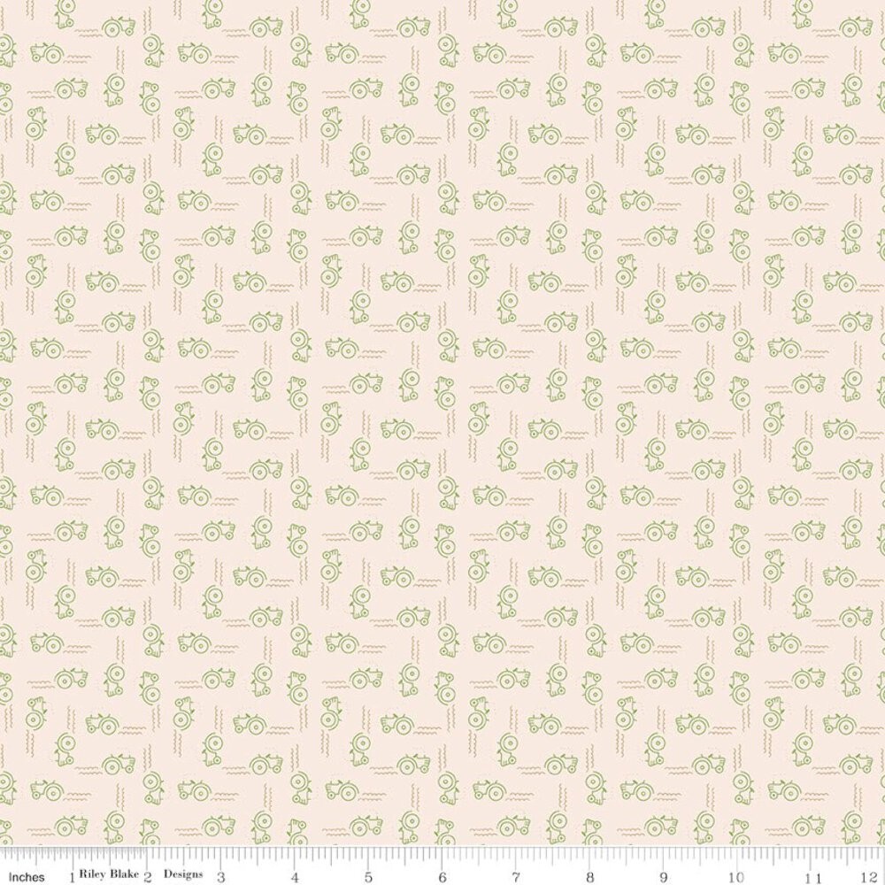 Farmer’s Daughter Tractors Background Thyme Fabric by the Yard or Fat Quarter |