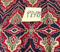 Cotton Fabric 22″x36″ Boho Red Green Navy Floral Paisley Print Vintage