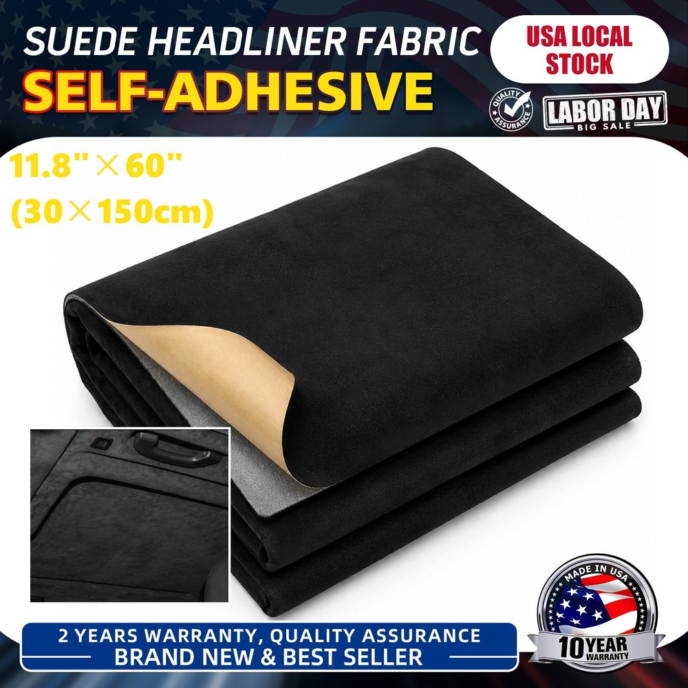 Headliner Material Automotive Fabric Black Suede 11.8″×60″ Car Roof Upholstery
