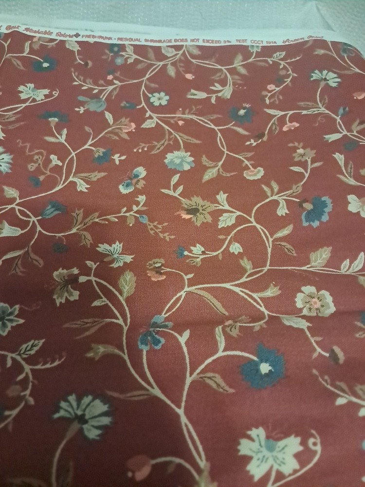 Floral Vine Pattern Fabric House ‘n Home Fabrics Vintage 1981 Washable Home Dec