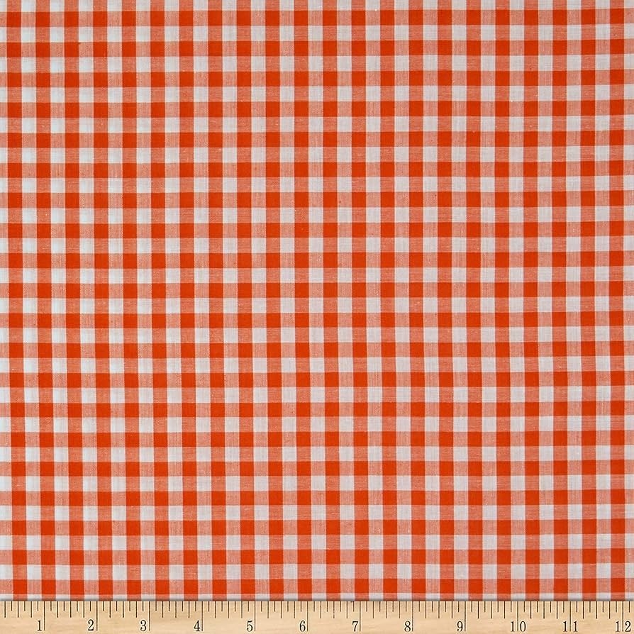 1/4″ Orange Gingham Check 60″ Poly/Cotton Yarn Dyed Fabric by the Yard D161.19