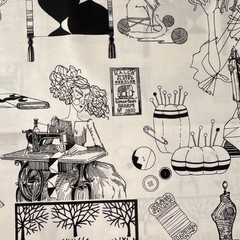 Alexander Henry A Ghastlie Craft Sewing Novelty Black & White Fabric 1.5 yards