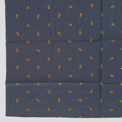 VTG Embroidered Mini Flowers On Dark Blue Cotton Blend Fabric 71″ L x 44″ W
