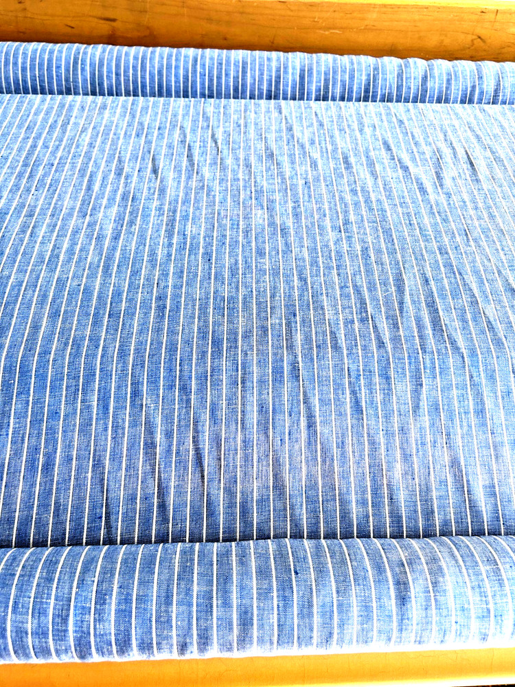 100% Linen Fabric – Yarn-Dyed Stripe – 144gsm/4.25oz., 59″ BTY, Swatch Available