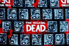 BTY*THE WALKING DEAD FACES*BLACK/WHITE/RED FACE MASKS 100% COTTON FLANNEL FABRIC