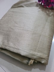 silver Dupioni Raw Silk fabric by yard for dress making, crafts, cover, curtains